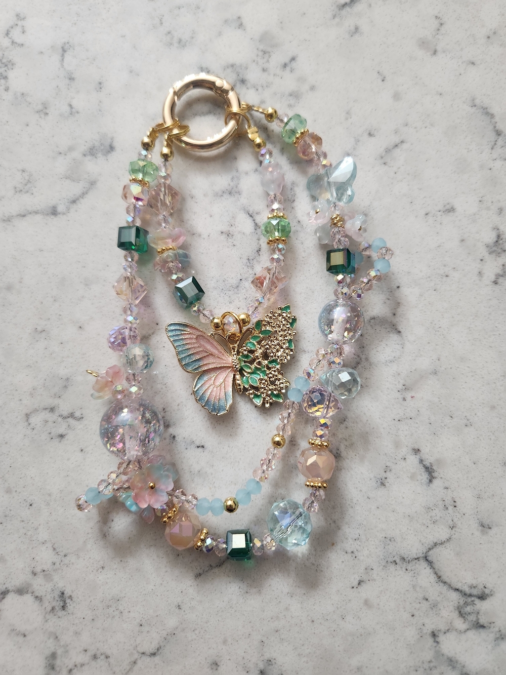Gold Butterfly Charm Keychain